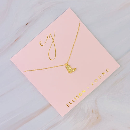 Glam Cow Girl Boot Necklace